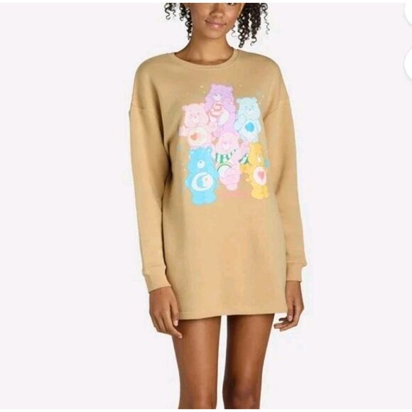 Grayson Social Juniors Womens Sleep Dress Care Bears Tan Soft Sweatshirt Size XL - Picture 1 of 10